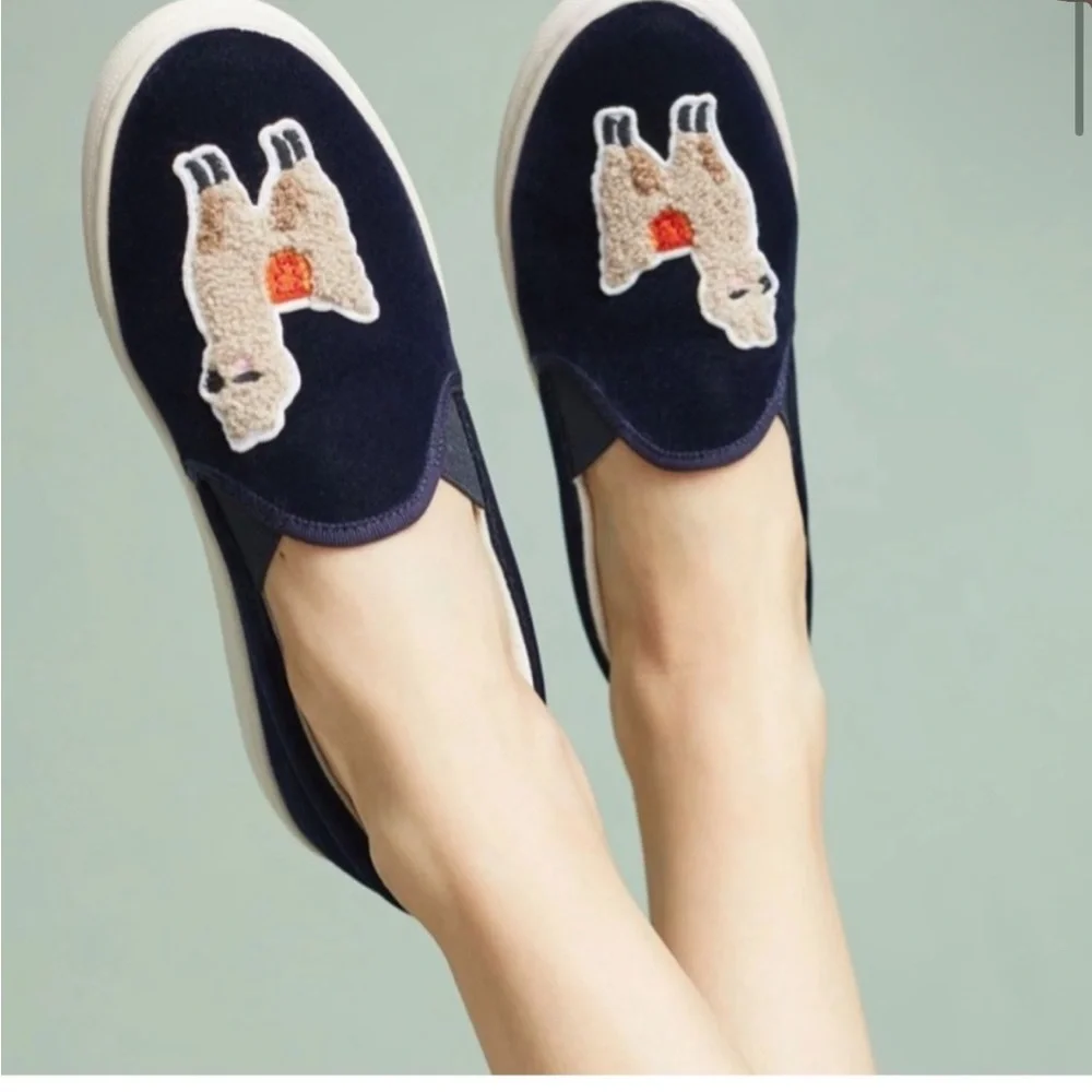 Soludos Blue Velvet Llama Loafers - Picture 1 of 7